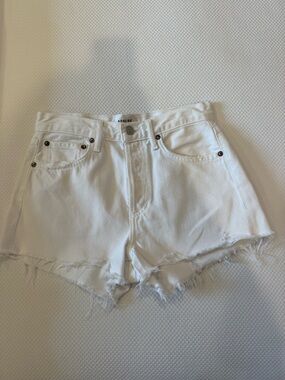 Agolde White Frayed Hem Denim Shorts